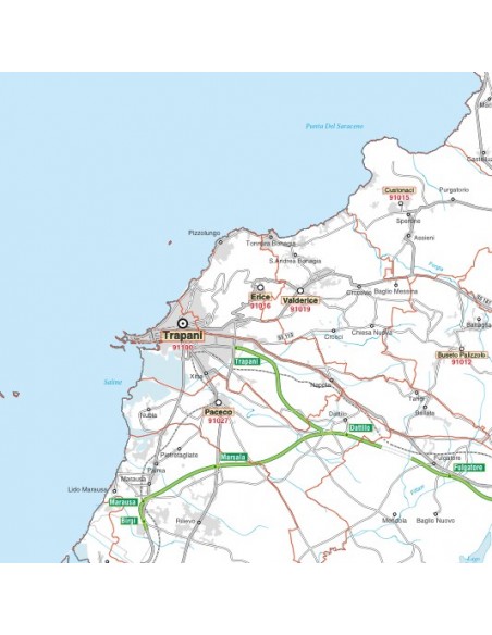 Carta stradale con CAP della provincia di Trapani jpg
