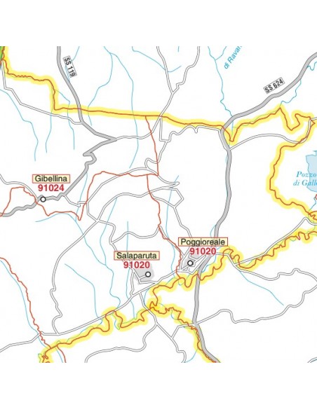 Carta stradale con CAP della provincia di Trapani jpg