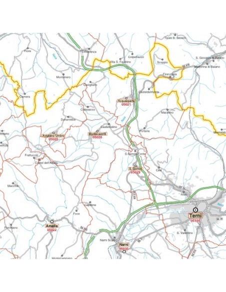 Carta stradale con CAP della provincia di Terni jpg
