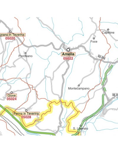Carta stradale con CAP della provincia di Terni...