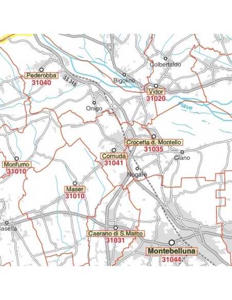 Carta stradale con CAP della provincia di Treviso jpg