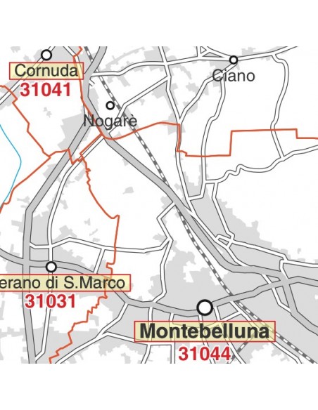 Carta stradale con CAP della provincia di Treviso jpg
