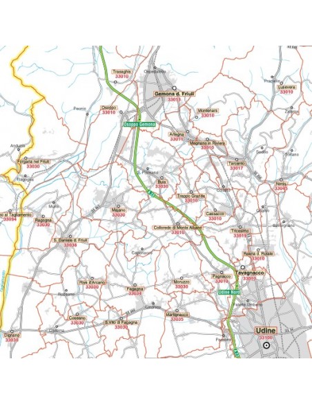 Carta stradale con CAP della provincia di Udine jpg