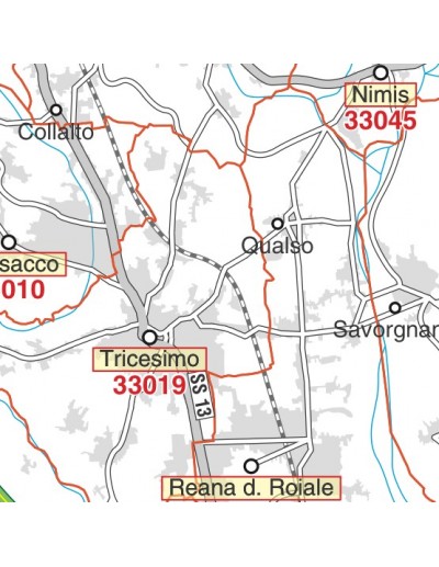 Carta stradale con CAP della provincia di Udine...