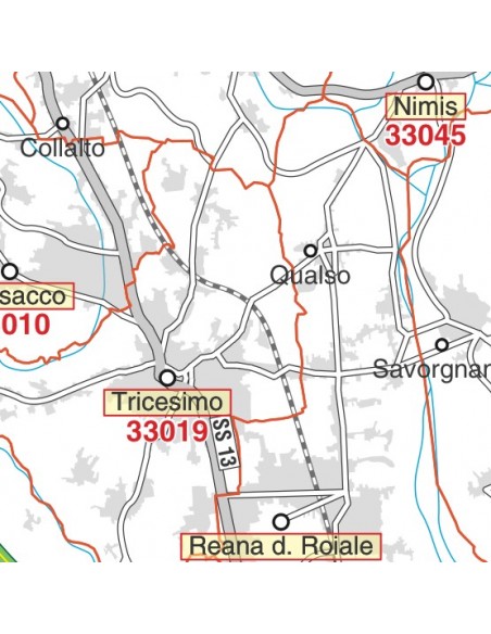 Carta stradale con CAP della provincia di Udine jpg