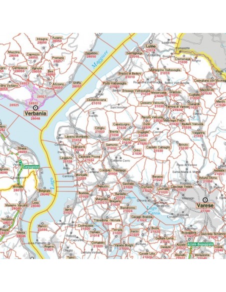 Carta stradale con CAP della provincia di Varese jpg