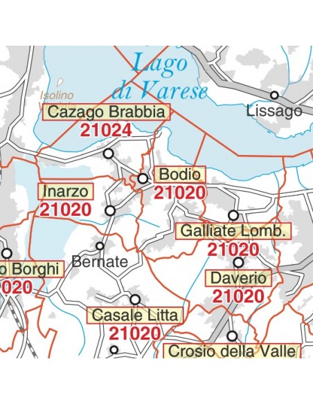 Carta stradale con CAP della provincia di Varese jpg