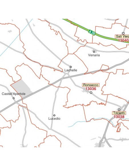 Carta stradale con CAP della provincia di Vercelli jpg