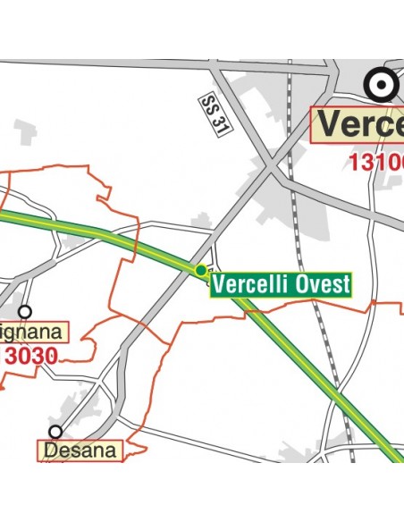 Carta stradale con CAP della provincia di Vercelli jpg