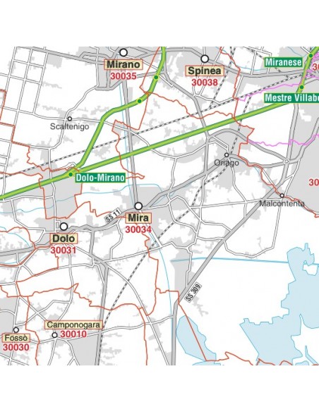 Carta stradale con CAP della provincia di Venezia jpg
