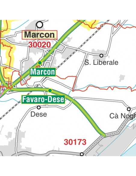 Carta stradale con CAP della provincia di Venezia jpg