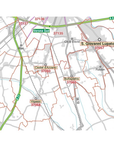 Carta stradale con CAP della provincia di Verona jpg