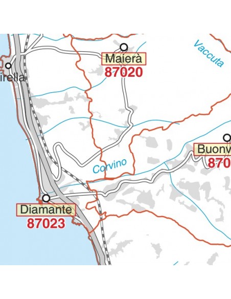 Carta stradale con CAP della Calabria jpg