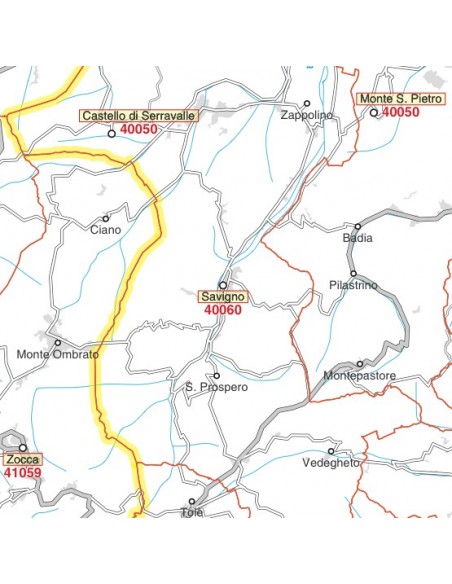 Carta stradale con CAP dell'Emilia Romagna jpg