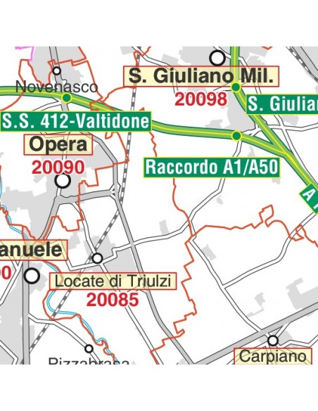 Carta stradale con CAP della Lombardia jpg