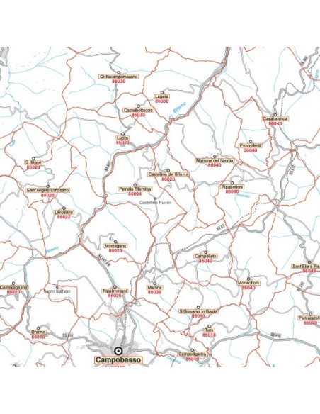 Carta stradale con CAP del Molise jpg