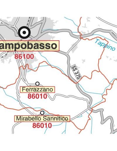 Carta stradale con CAP del Molise jpg