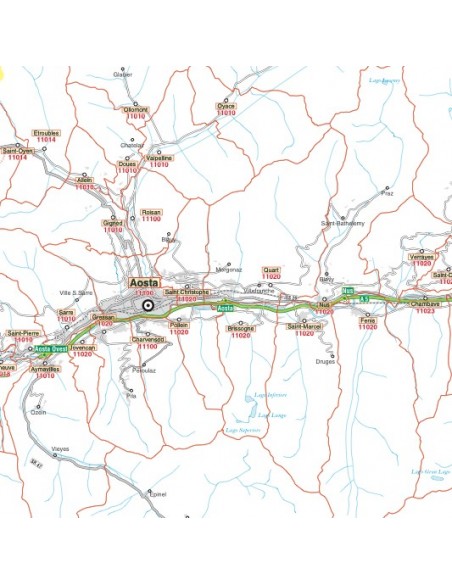Carta stradale con CAP della Valle d'Aosta jpg