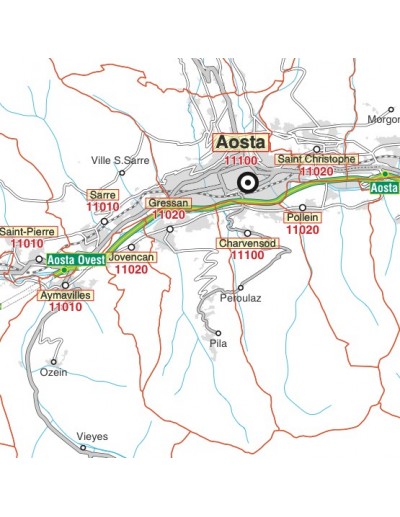 Carta stradale con CAP della Valle d'Aosta jpg