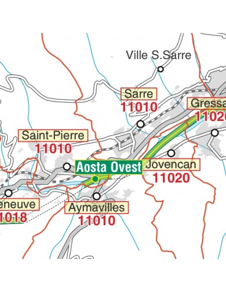 Carta stradale con CAP della Valle d'Aosta jpg