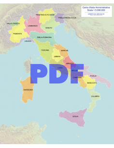 Mappa delle Regioni d'Italia pdf con rilievi