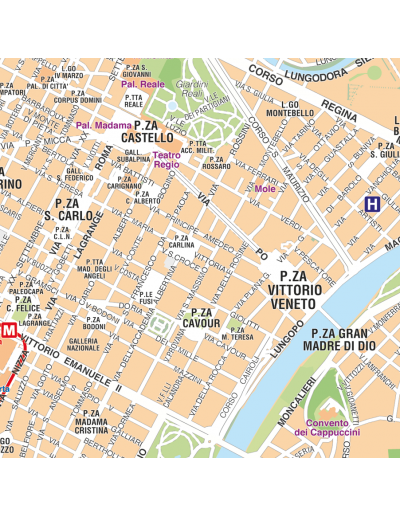 Mappa di Torino - PANNELLO 120x120 cm