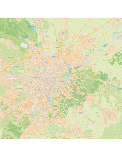 Mappa di Torino - PANNELLO 120x120 cm