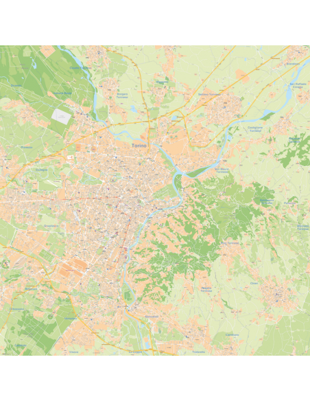 Mappa di Torino - PANNELLO 120x120 cm