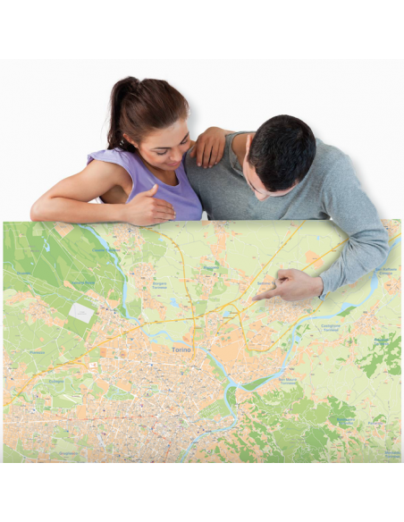 Mappa di Torino - PANNELLO 120x120 cm