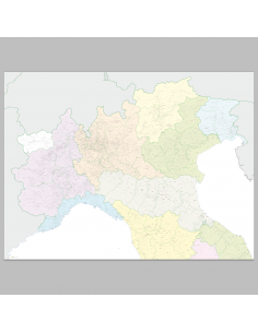 Mappa dei Comuni del Nord Italia 200x150 cm 2