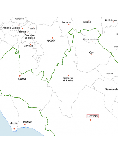 Mappa dei comuni del Lazio MAGNETICA 110x110 cm