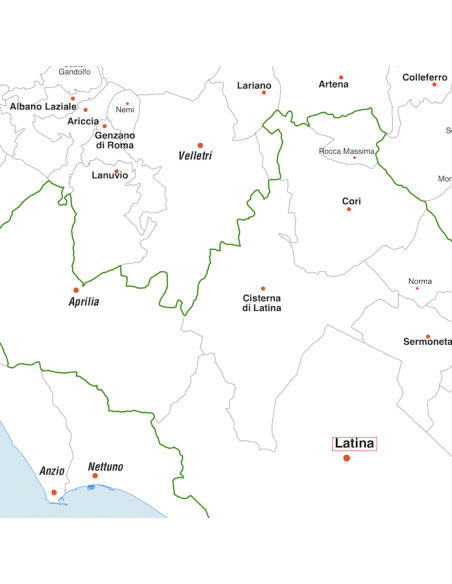 Mappa dei comuni del Lazio MAGNETICA 110x110 cm