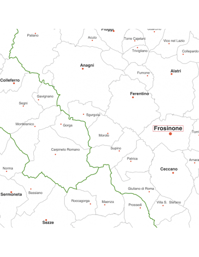 Mappa dei comuni del Lazio MAGNETICA 110x110 cm