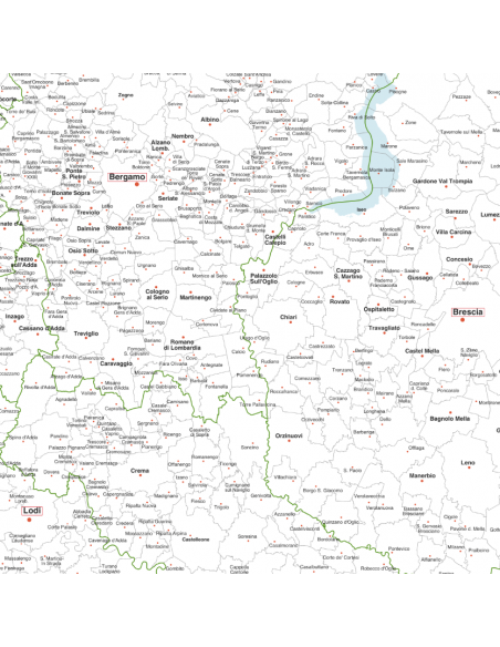 Mappa dei comuni della Lombardia - PANNELLO 110x110 cm
