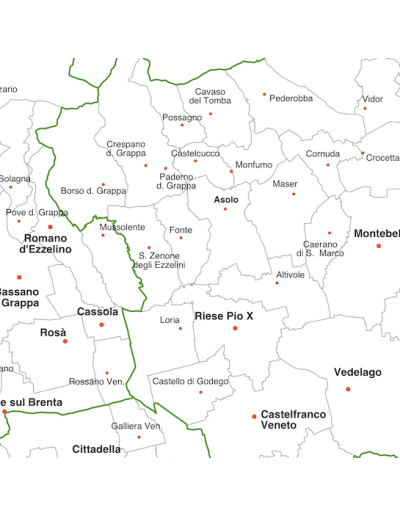Mappa dei comuni del Veneto - PANNELLO 110x110 cm