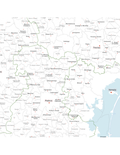 Mappa dei comuni del Veneto - PANNELLO 110x110 cm