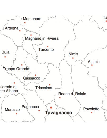 Mappa dei Comuni del Triveneto - PANNELLO 120x120 cm