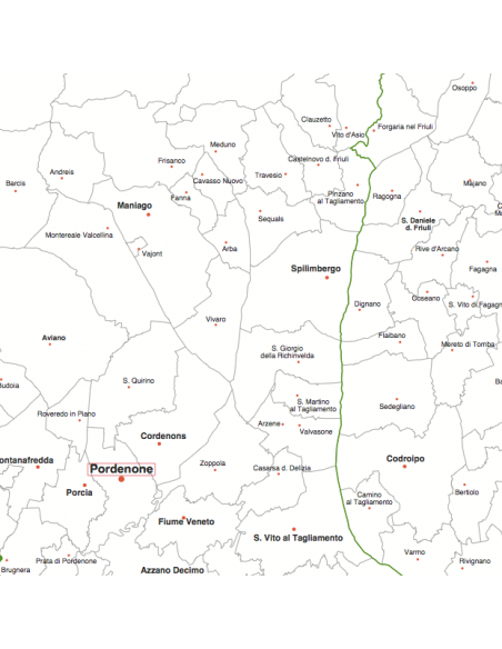 Mappa dei Comuni del Triveneto - PANNELLO 120x120 cm
