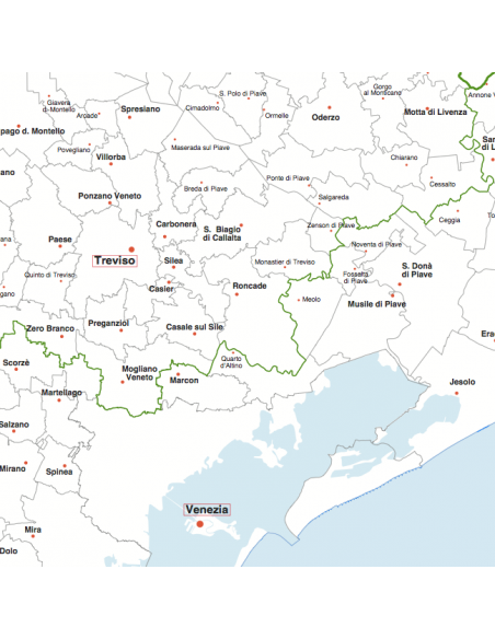 Mappa dei Comuni del Triveneto - PANNELLO 120x120 cm