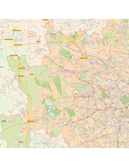 Mappa dei CAP di Milano MAGNETICA e SCRIVIBILE 140x120 cm