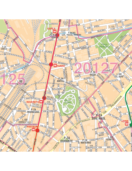 Mappa dei CAP di Milano MAGNETICA e SCRIVIBILE 140x120 cm