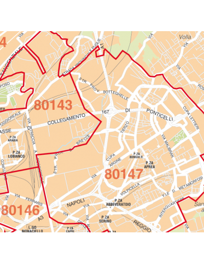 Mappa di Napoli jpg 1:50.000 con CAP
