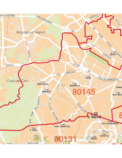 Mappa di Napoli jpg 1:50.000 con CAP