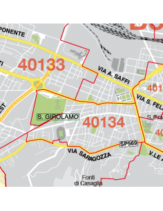 Mappa di Bologna jpg 1:100.000 con CAP 2