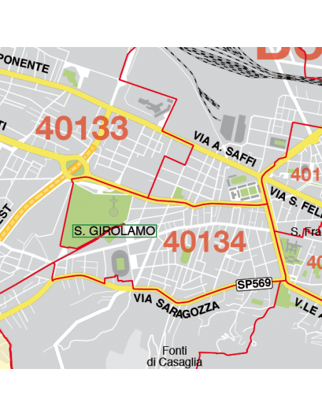 Mappa di Bologna jpg 1:100.000 con CAP
