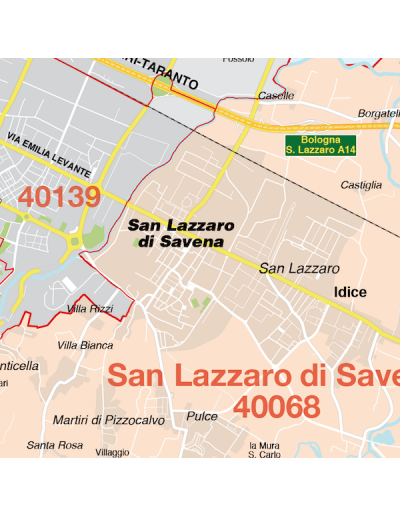 Mappa di Bologna jpg 1:100.000 con CAP