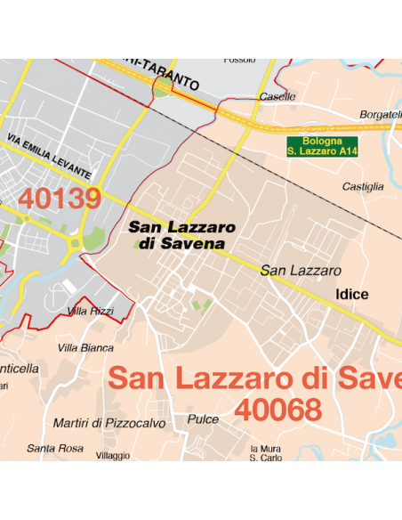 Mappa di Bologna jpg 1:100.000 con CAP