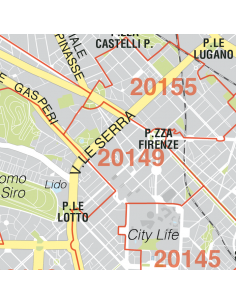 Mappa di Milano jpg 1:100.000 con CAP 2