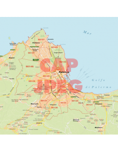 Mappa di Palermo jpg 1:100.000 con CAP