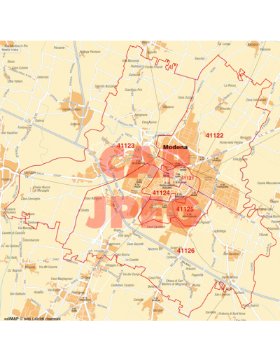 Mappa di Modena jpg 1:100.000 con CAP